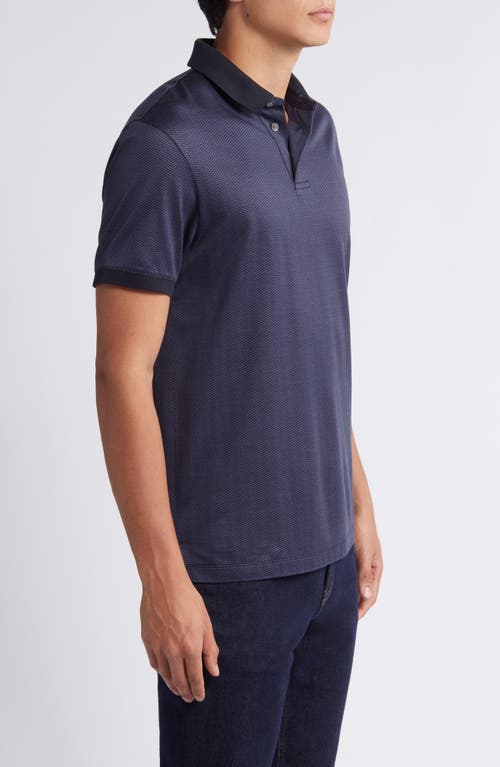 Shop Emporio Armani Chevron Lyocell & Cotton Polo In Navy