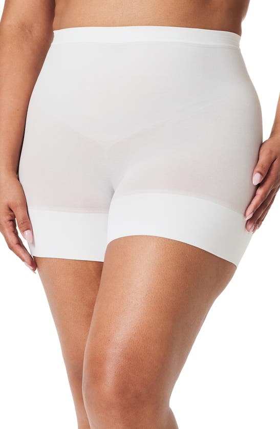 Shop Spanx Shorty Seamless Shaper Shorts In White