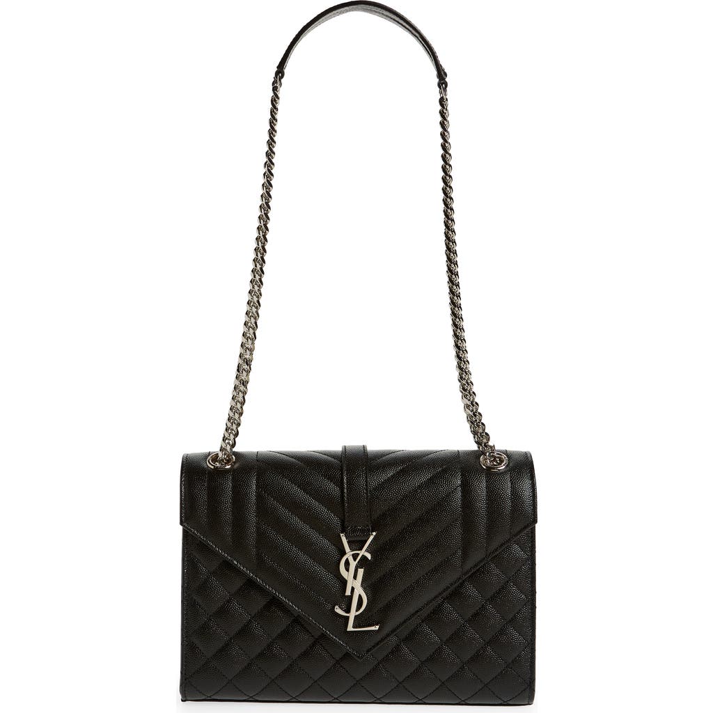 Saint Laurent Medium Monogram Matelassé Leather Shoulder Bag In Nero/nero/nero