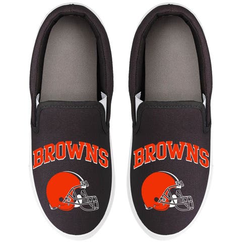 Women's FOCO Orange Cleveland Browns Flower Canvas Allover Shoes