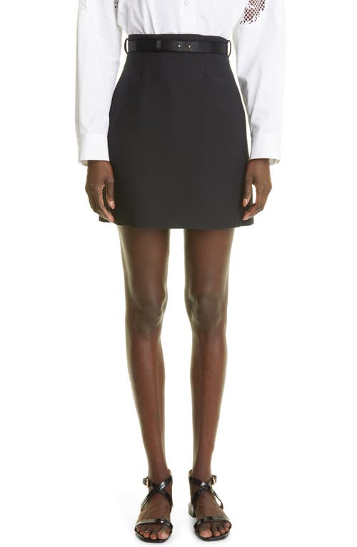 Adam Lippes Belted Wool & Silk Miniskirt in Black