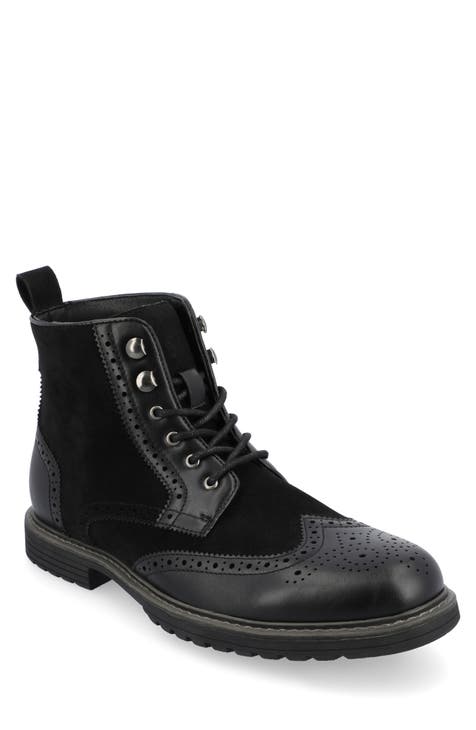 Thomas And Vine Mens Legacy Flat Heel Lace Up Boots, Color: Black