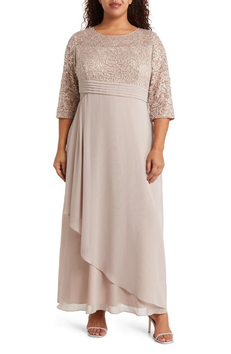 Sequin Bodice Chiffon A-Line Dress