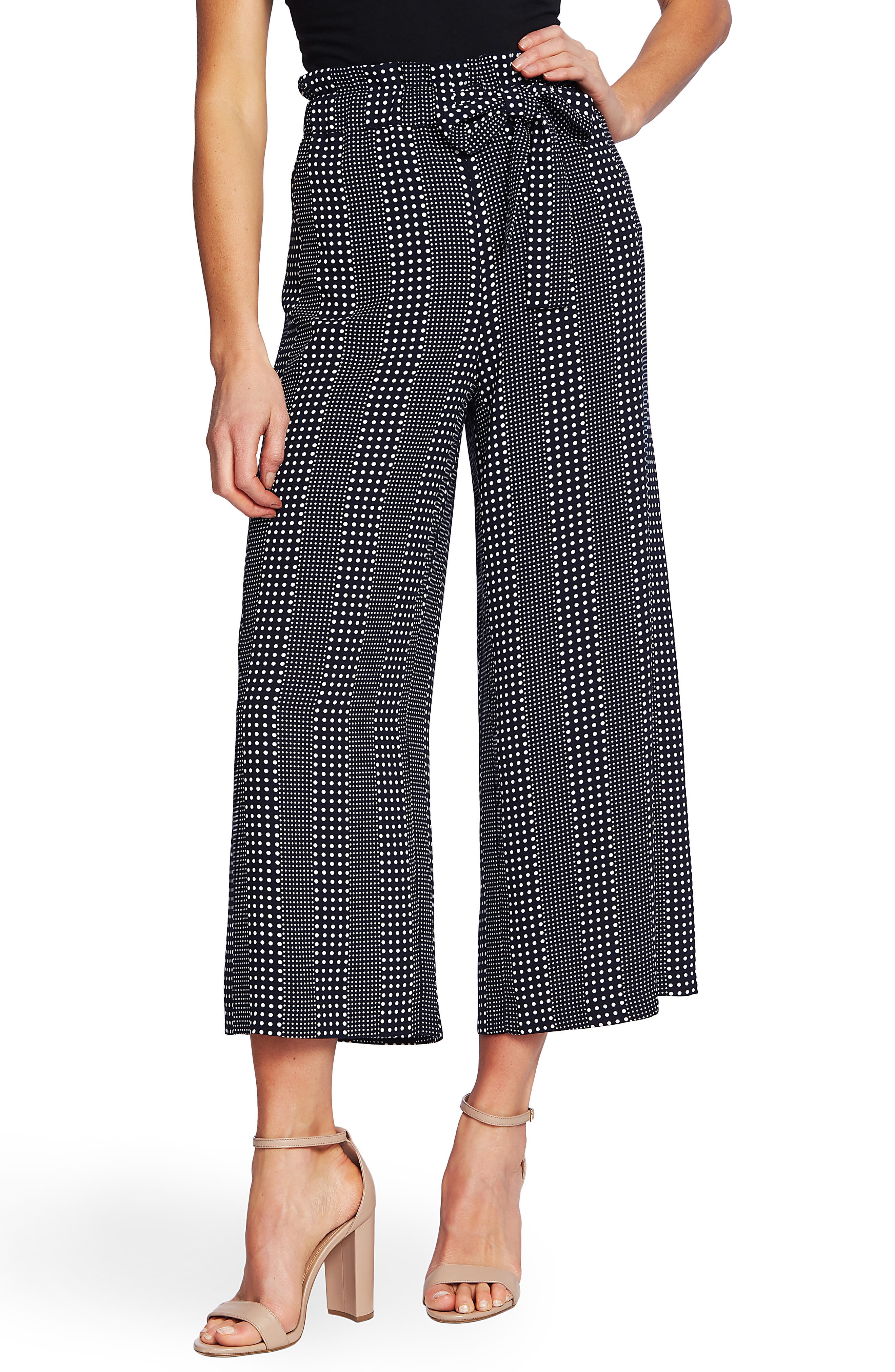 striped cropped wide leg pants
