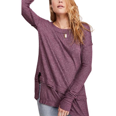 Free People North Shore Thermal Knit Tunic Top, Burgundy