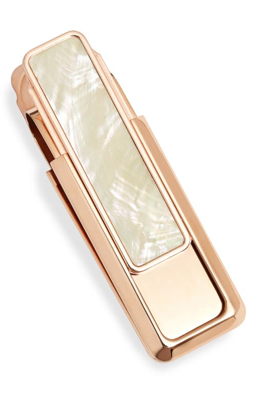 Shop M Clip M-clip® Mother-of-pearl Money Clip In Rose Gold/white Pearl