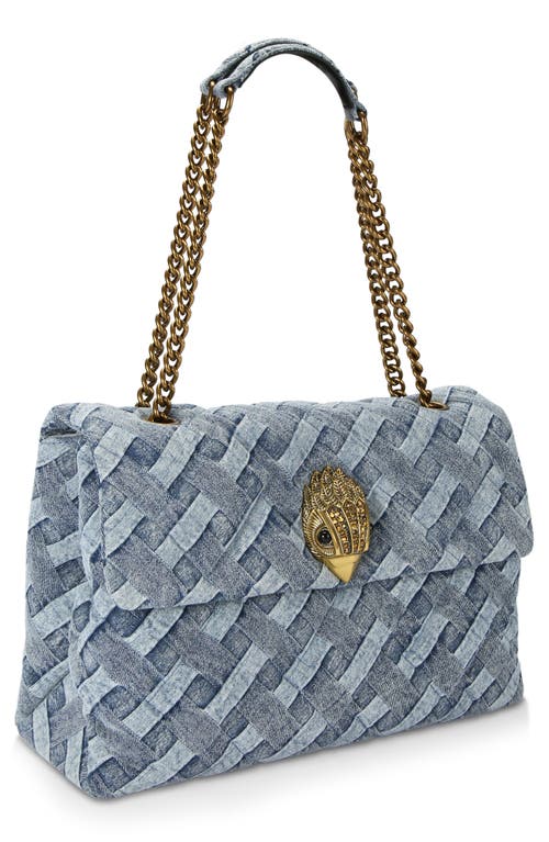 Shop Kurt Geiger London Kensington Woven Denim Bag In Navy