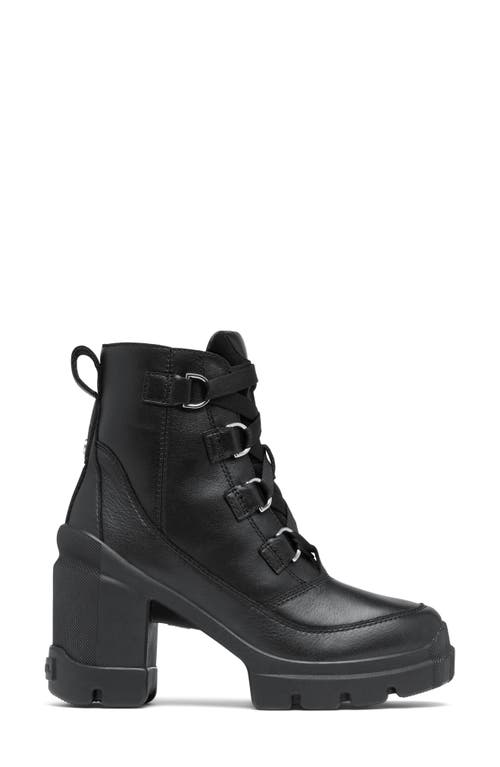 Sorel Caribou X Waterproof Lace-up Block Heel Bootie In Black/black
