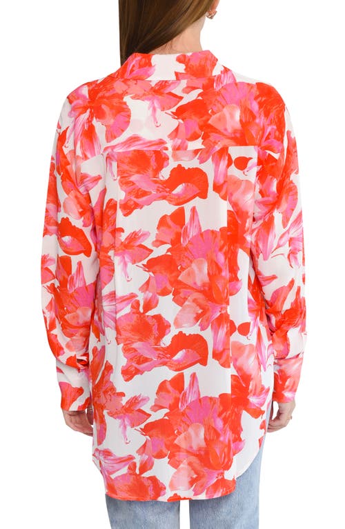 Shop Wayf Brielle Floral Button-up Shirt In Pink Hibiscus