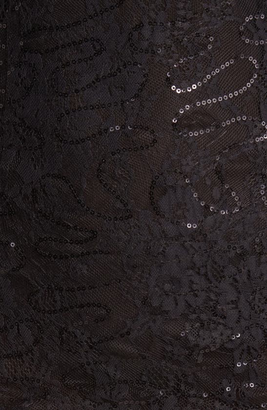 Bardot Aurora Sequin Lace Long Sleeve Minidress In Black