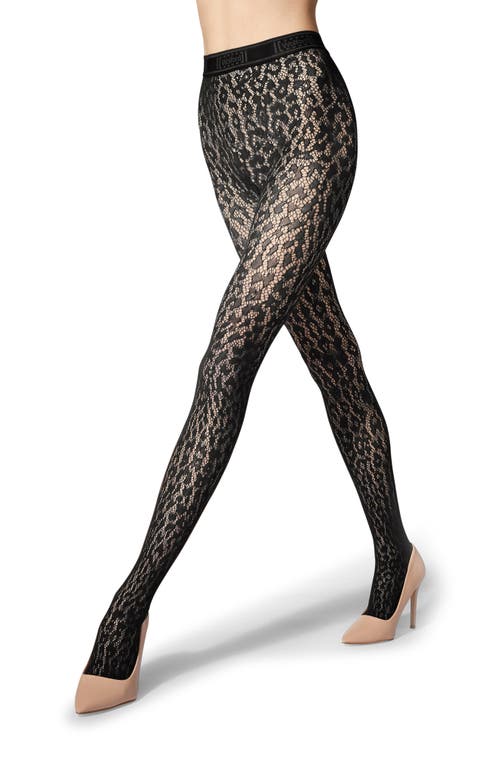 Shop Wolford Leo Lace Tights In Black