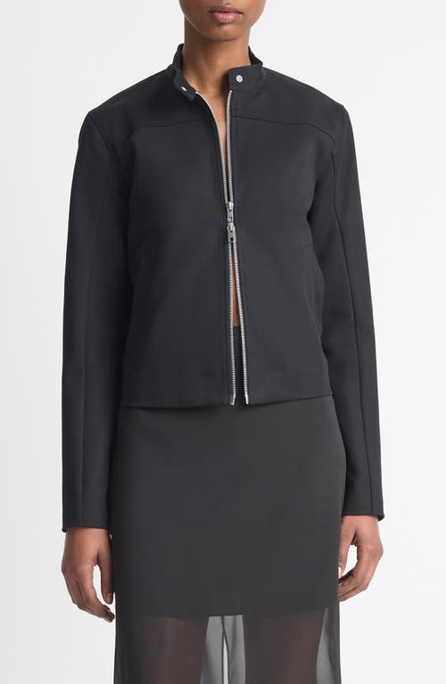 Shop Vince Shrunken Stretch Cotton Motocross Jacket In Black