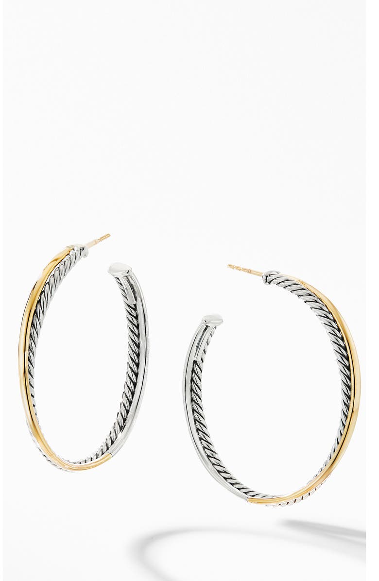 David Yurman Crossover<sup>®</sup> XL Hoop Earrings with 18K Yellow Gold, Main, color, Silver/ Gold