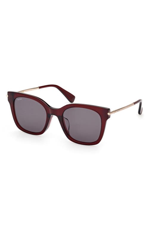 Shop Max Mara 53mm Square Sunglasses In Shiny Bordeaux/smoke