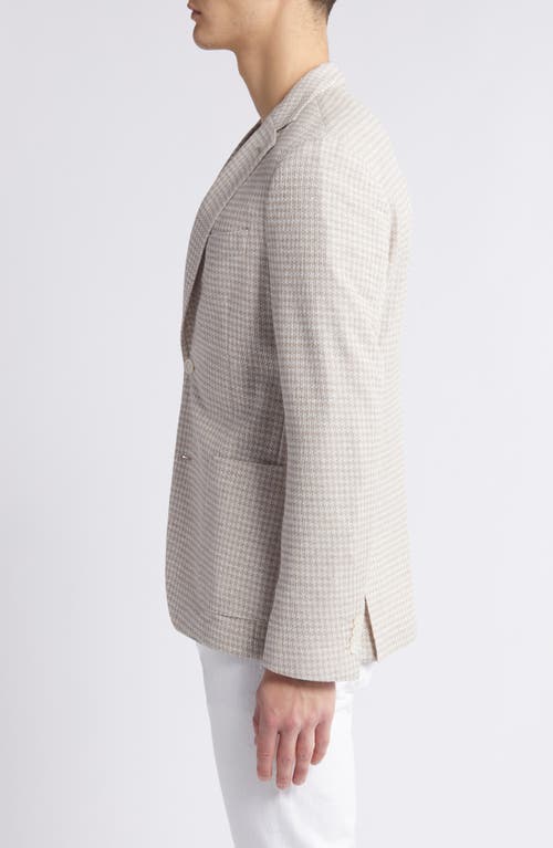 Shop Hugo Boss Boss Hanry Houndstooth Linen & Cotton Blend Sport Coat In Beige