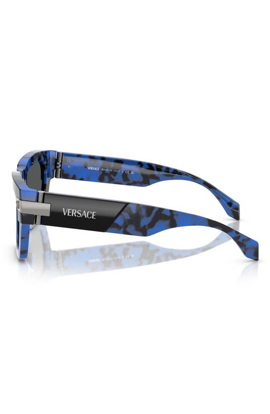 Shop Versace 55mm Rectangular Sunglasses In Havana Blue