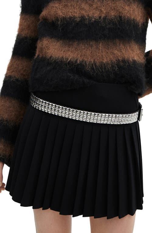 Shop Mango Pleated Miniskirt In Black