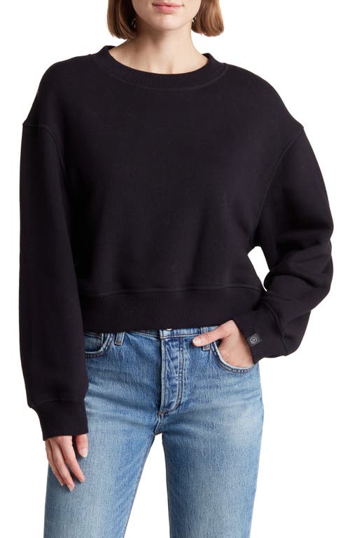 Cotton Blend French Terry Sweatshirt in Black