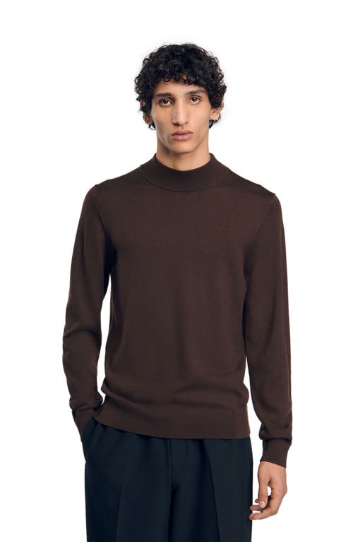 Shop Sandro Funnel Neck Sweater In Chocolate