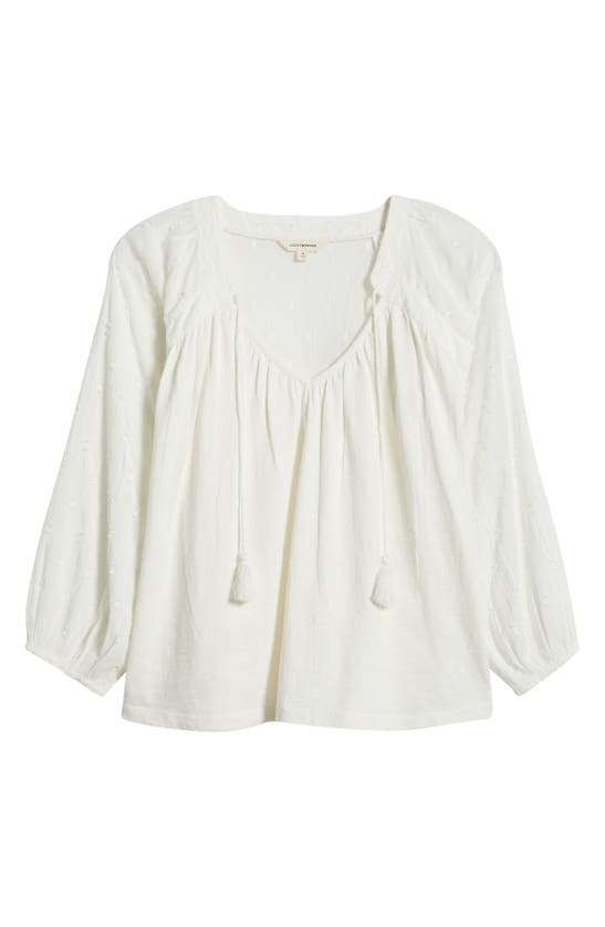 Lucky Brand Long Sleeve Cotton Peasant Top In White