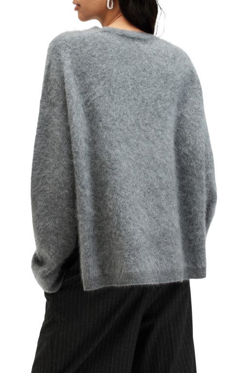 Shop Allsaints Rebel Cashmere Crewneck Sweater In Grey Marl