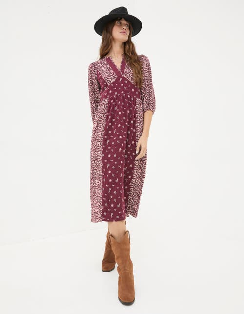 Shop Fatface Kelly Wild Ditsy Midi Dress In Dark Red