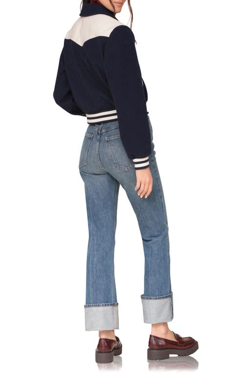 Shop Avec Les Filles Western Bomber Jacket In Navy/off White