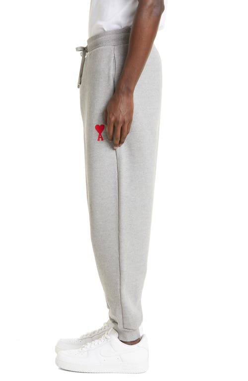 Shop Ami Alexandre Mattiussi Ami Paris Adc Ami De Coeur Organic Cotton Sweatpants In Heather Grey/red