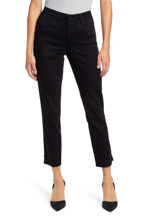 Wit & Wisdom Ab-Solution High Waist Slim Fit Raw Hem Crop Jeans Black at Nordstrom,