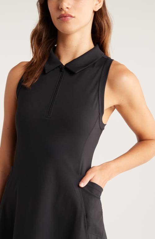 Shop Zella Sport Sleeveless Polo Dress In Black