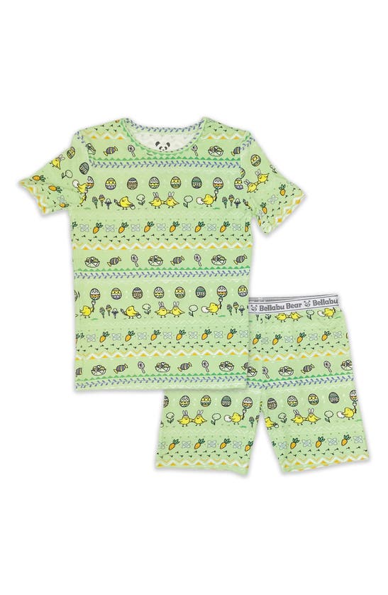 Bellabu Bear Kids' Easter Isle Green Fitted Pajamas