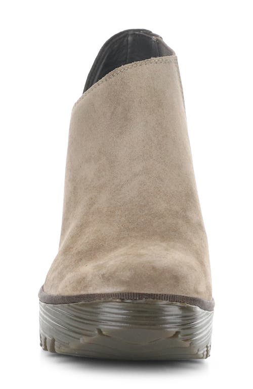 Shop Fly London Yego Wedge Bootie In Taupe/expresso Oil Suede