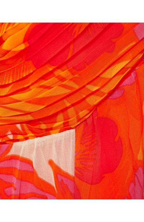 Mango Printed Dress With Draped Detail Orange In Orange