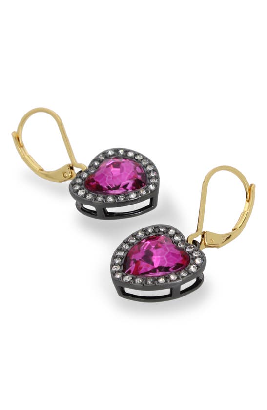 Shop Kurt Geiger London Heart Halo Drop Lever Back Earrings In Pink