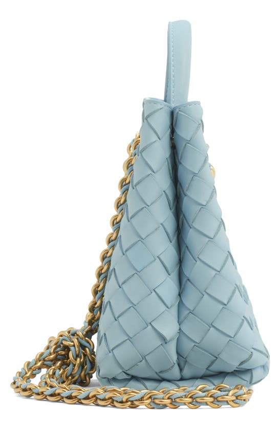 Shop Bottega Veneta Small Andiamo Chain Leather Shoulder Bag In Ice-m Brass