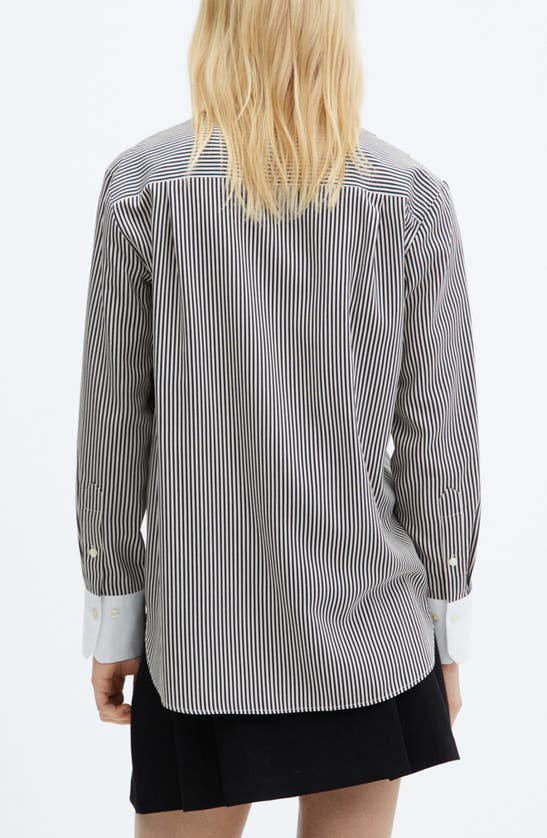 Shop Mango Stripe Contrast Button-up Shirt In Ecru