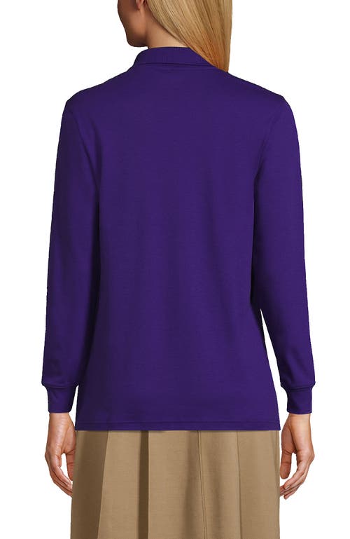 Shop Lands' End School Uniform  Long Sleeve Interlock Polo Shirt In Deep Purple