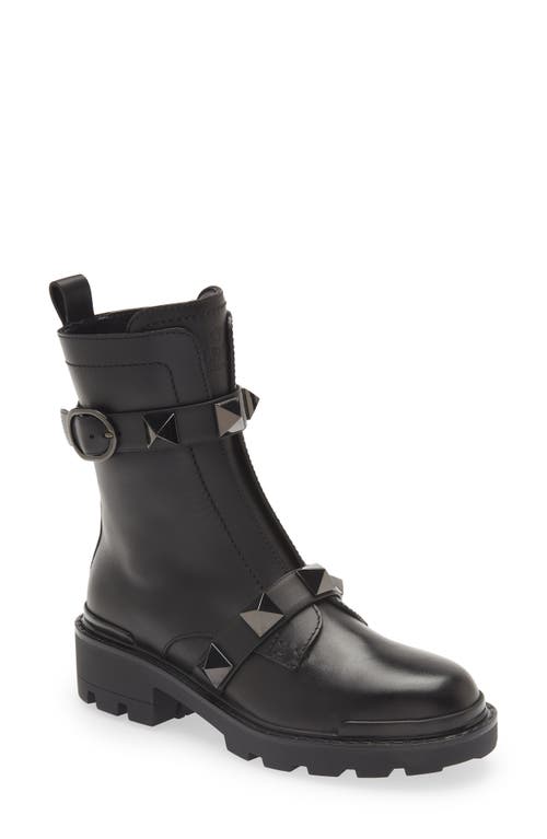 Valentino Garavani Roman Stud Lug Combat Boot 0No Nero at Nordstrom,