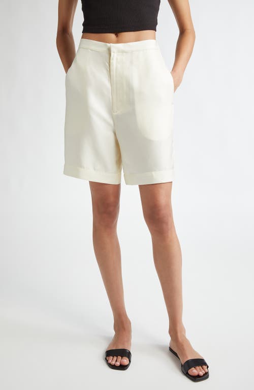 High Waist Silk Shorts in Ivory