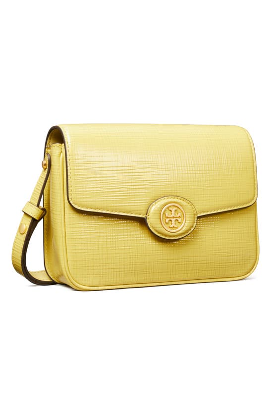 Shop Tory Burch Robinson Crosshatched Leather Convertible Crossbody Bag In Pale Butter