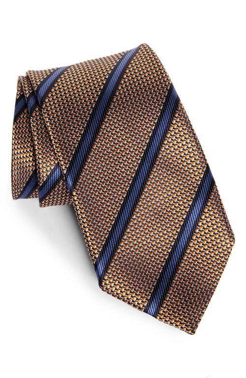 Shop Zegna Ties Paglie Stripe Silk Tie In Orange/blue