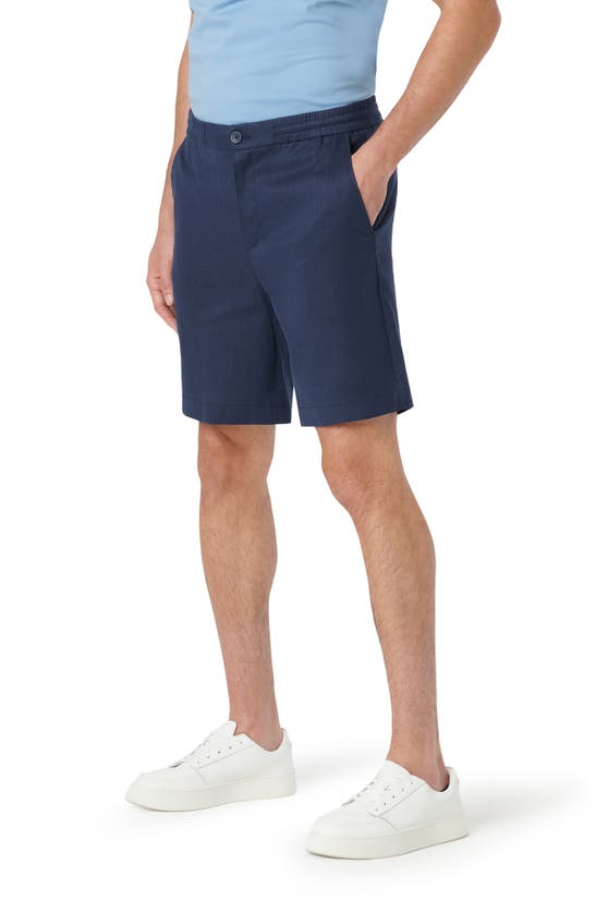 Shop Bugatchi Linen Blend Drawstring Chino Shorts In Navy