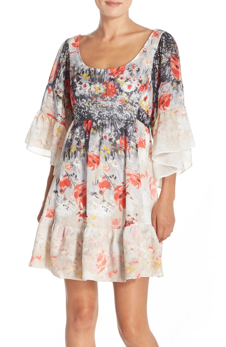 Betsey Johnson Floral Print Chiffon Babydoll Dress | Nordstrom