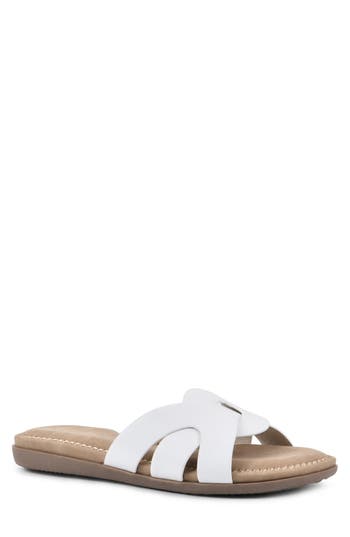 Shop Cliffs By White Mountain Fortunate Woven Sandal In White/burnished/smooth