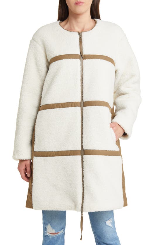 Rails Granger Reversible Quilted High Pile Fleece Coat In Ivory Olive Mix