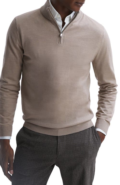 Reiss Blackhall Wool Quarter-Zip Sweater Mink at Nordstrom,