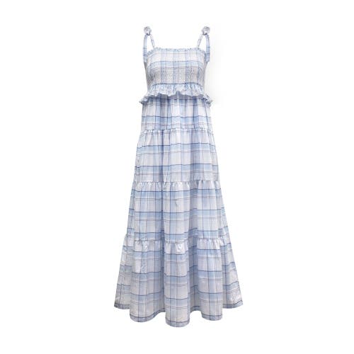 Shop Hope & Henry Organic Smocked Tiered Dress In Classic Blue Tonal Plaid