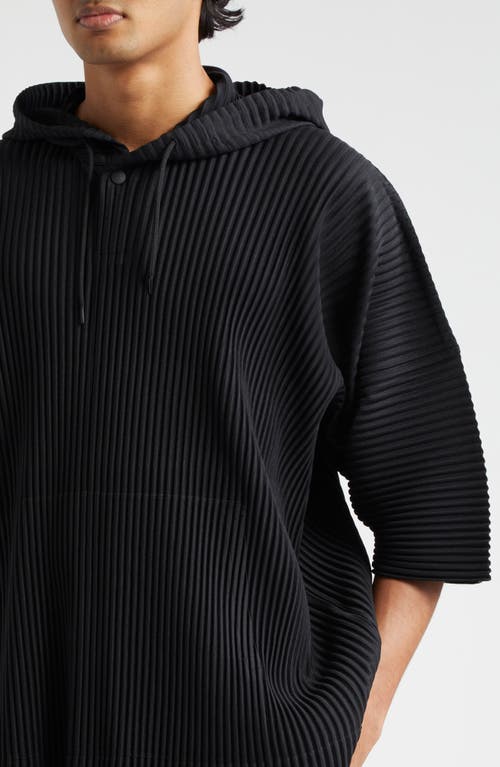 Shop Issey Miyake Homme Plissé  Mc June Pleated Hoodie In Black