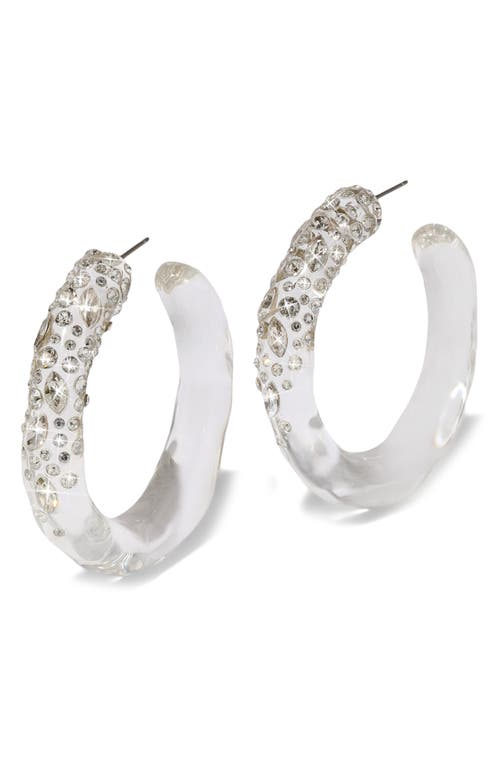 Alexis Bittar Confetti Crystal Lucite® Hoop Earrings in Crystal/Clear 