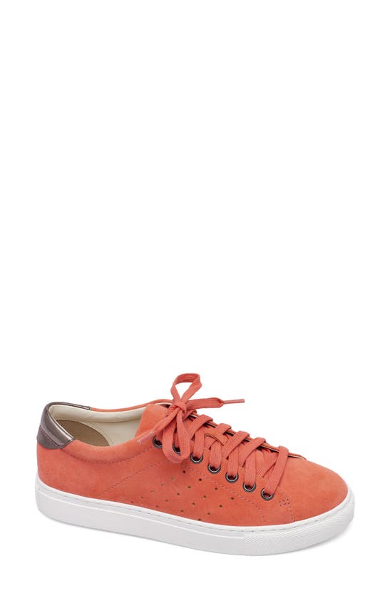 Lisa Vicky Bright Sneaker In Coral Suede